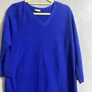 Talbots  Women's Blue Cable Knit 3/4 Sleeve Pullover‎ Sweater Cotton Blend Sz X